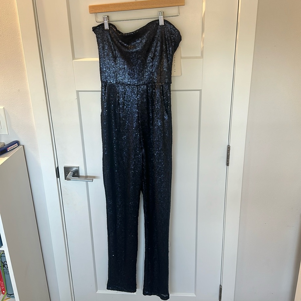 Lavish Alice Black Strapless Sequin Jumpsuit